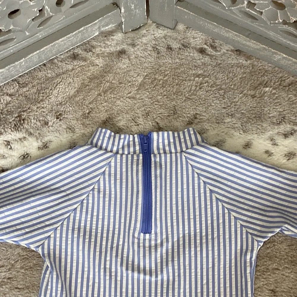RuffleButts rashguard girls size 18-24 months stripes beach pool party summer